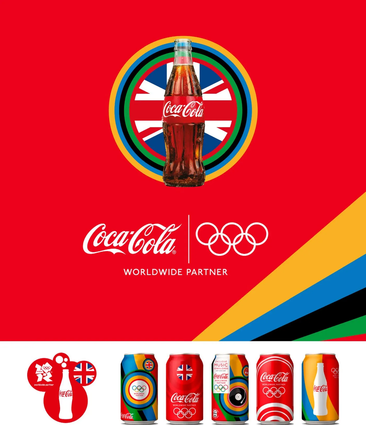 Coca-Cola London 2012 Olympics packaging, including five special-edition can designs.